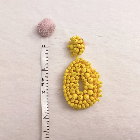 Beaded Teardrop Statement Drop Earrings - Yellow - Picture 5 of 5